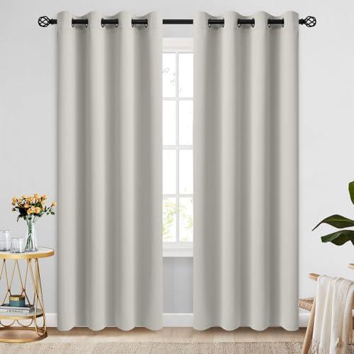 COSVIYA Grommet Room Darkening Cream Beige Curtains 84 inch for
