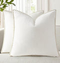 decorUhome Soft Chenille Throw Pillow Covers 20x20 Set of 2 Cream