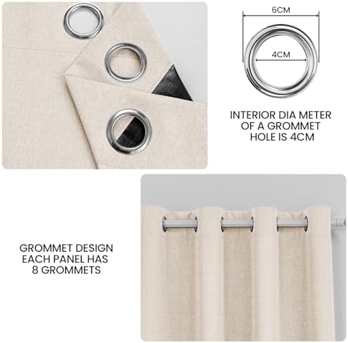 Faux Linen 100% Blackout Curtains, 52" W x 96" L (2 Panels)