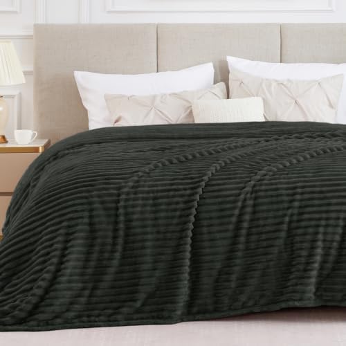BEDELITE Ribbed King Size Blanket for Bed, Charcoal Grey, 108"x90"