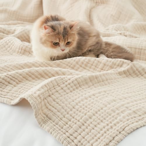 Carriediosa 100% Cotton Muslin Throw Blanket 50 x 70 Summer Gauze for