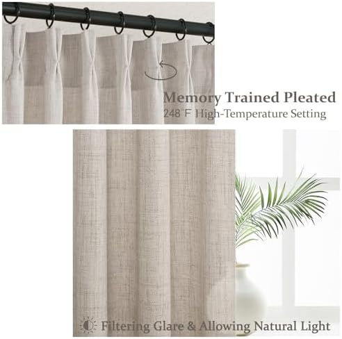 Grayish Brown Thick Burlap Semi Sheer Curtains 96 Inches Long for