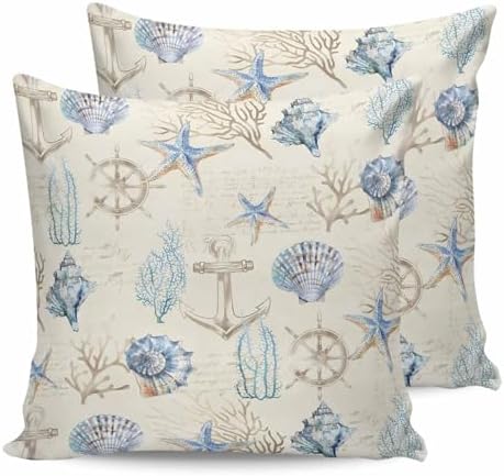 20x20 Pillow Covers Set of 2, Nautical Coastal Throw Pillow Covers