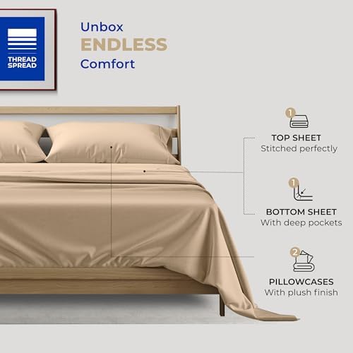 THREAD SPREAD Egyptian Cotton Sheets Full Size Bed - Luxury 400 Thread