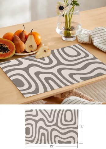 Abstract Stripes Table Mats Set of 6 with Table Runner 90 Inches