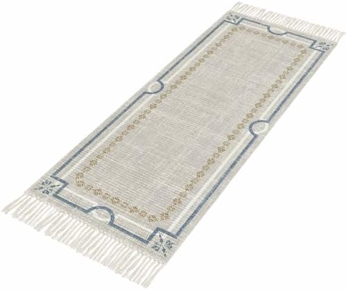 Light Gray Botanical Hallway Runner Rug 2'x5', Vintage Florals