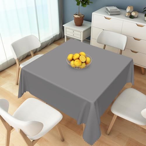 Solid Color Gray Tablecloth Square 70 Inch Casual Pure Color Gray