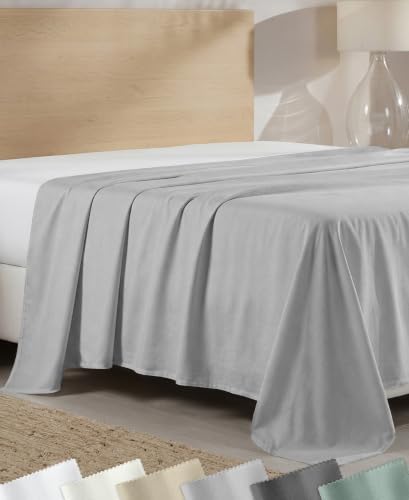 California Design Den Soft 100% Cotton Sateen Full Flat Sheet, Light