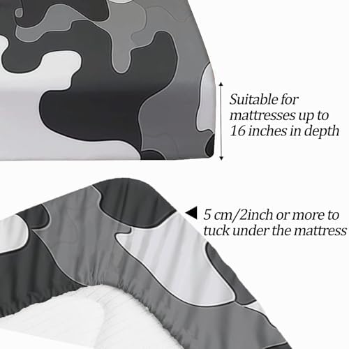 Fitted Sheet 3 Pieces Twin XL Size Camouflage Geometric Camouflage