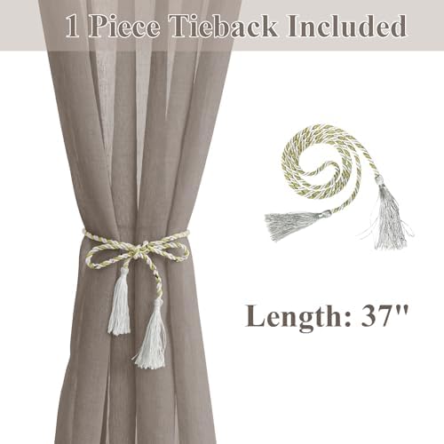 Frelement Light Filtering Window Treatments Linen Sheer Window Curtain