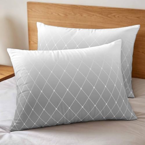 3 Pieces Duvet Cover Queen Bedding Sets Country Gray Gradient Lines