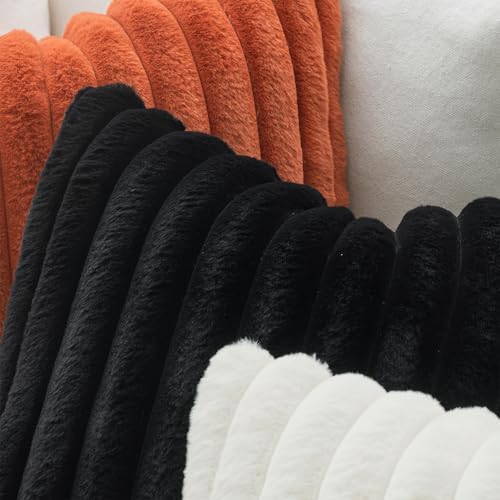MIULEE Faux Fur Decorative Throw Pillow Covers 18x18 Set of 2 Black