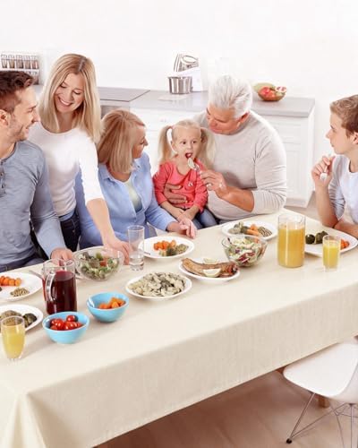 Goodluck 2 Pack Ivory Rectangular Tablecloth 60 x 102 Inch, Washable