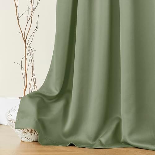 Thermal Insulated Black Out Curtains 72 Inch Long, Back Tab Rod Pocket