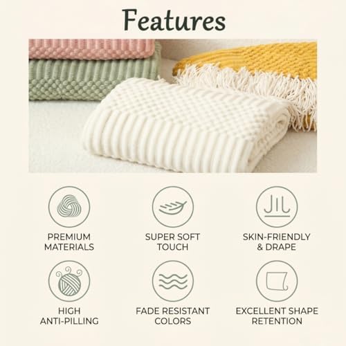 50x60 Inches Throw Blanket - Soft and Breathable Cotton Throw Blanket