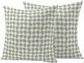 Outdoor Pillow Covers 18x18 Set of 2, Sage Green Plaid Waterproof