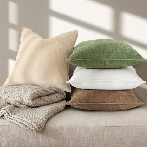 decorUhome Chenille Dark Brown Velvet Throw Pillow Covers 22x22 Set of
