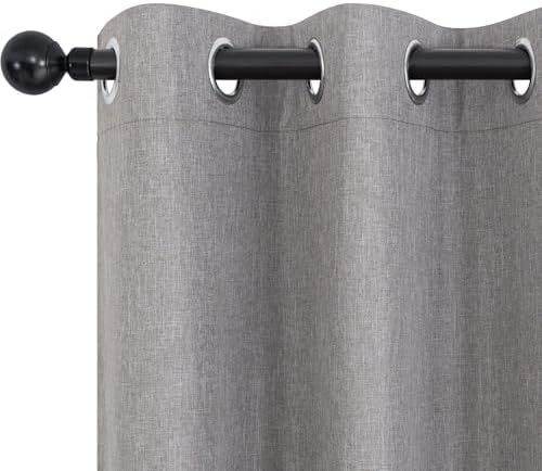Taupe Linen Blackout Curtains 84 Inch Length 2 Panels Set for Bedroom