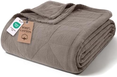 Exclusivo Mezcla 4-Layer 100% Cotton Muslin Throw Blanket, Taupe