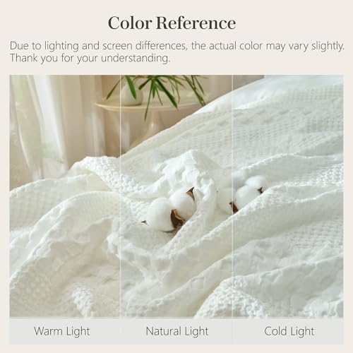 Cooling Waffle Blanket King Size, Cotton Bed Throw for Summer
