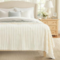 decorUhome Cream White Fleece King Blanket 108x90 Inches