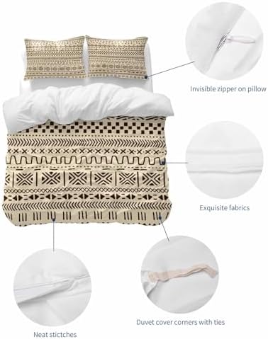LooPoP Duvet Cover Set Queen SizeBoho Geometric Comforter Sets