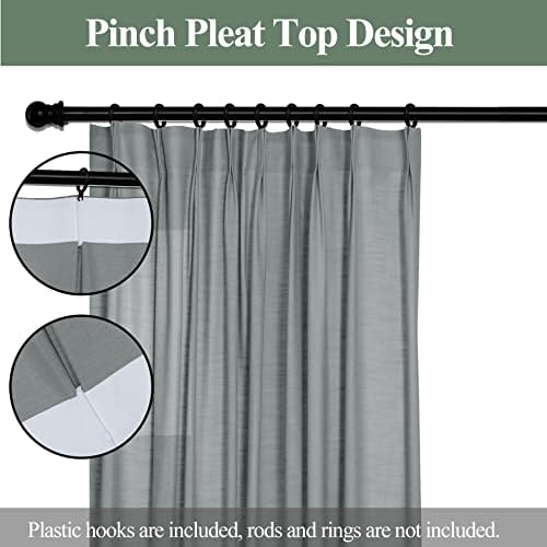 Frelement Pinch Pleat Faux Linen Curtains Drapery 108 Inches Extra