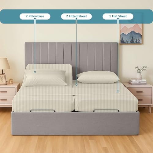 Ready To Rest 5 Piece Split King Sheets, Premium Egyptian Cotton