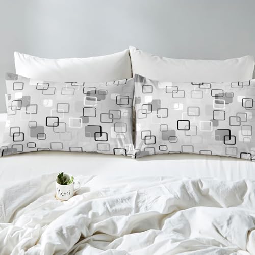 Erosebridal Gray Abstract Squares Bedding Set King Modern Aesthetic