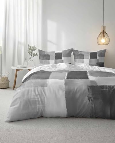 Duvet Cover Set Queen, Modern Abstract Geometric Graffiti Art 3 Piece