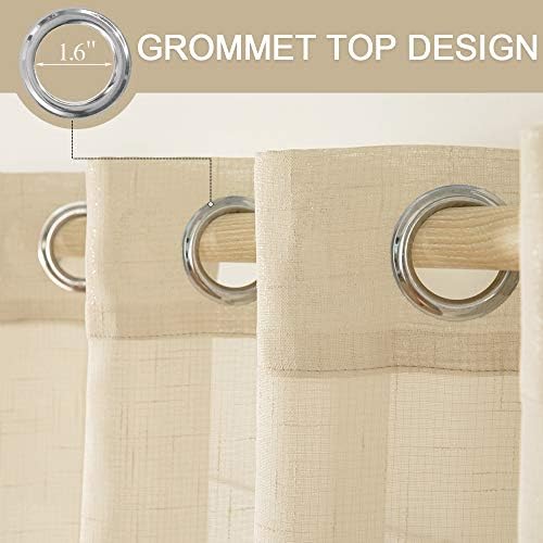 MIULEE Natural Light Beige Linen Semi Sheer Window Curtains - Elegant
