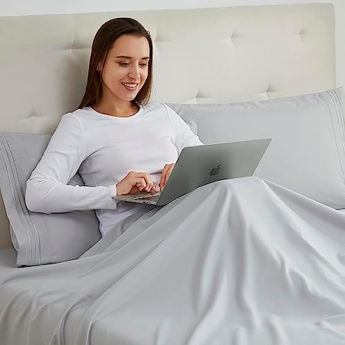 Nestl Light Grey Pillow Cases Queen Size Set of 2, Soft Queen Pillow