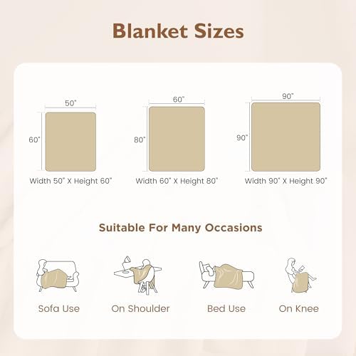 ALPHA HOME, Faux Rabbit Fur Throw Blanket, Polyester Faux Fur, Cream
