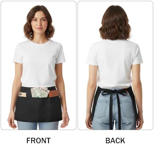 BOHARERS Cotton Server Aprons 3 Pack Waiter Waitress Apron Short Apron