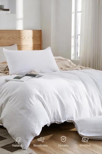 100% Linen Duvet Cover Set 3pcs Basic Style Natural French Washed Flax
