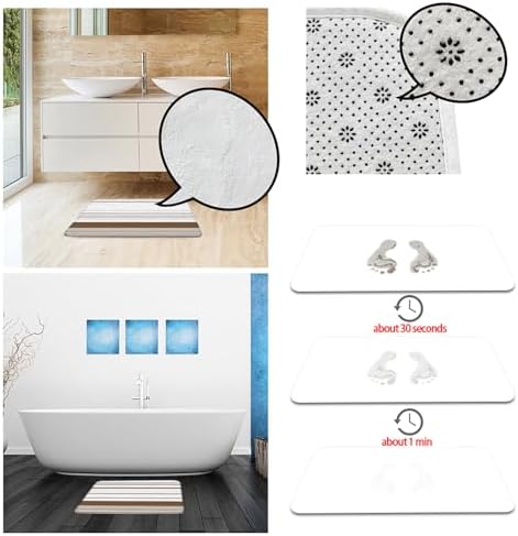 GCTNBJL 4 Pieces Bathroom Rug Sets,Striped Brown and White Modern Boho