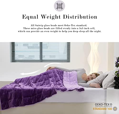 Satwip Weighted Blanket 10 Pounds Purple Fuzzy Warm Flannel Bed