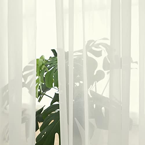 Beige Sheer Curtains 120 Inches Long 2 Panels,Rod Pocket Voile Semi