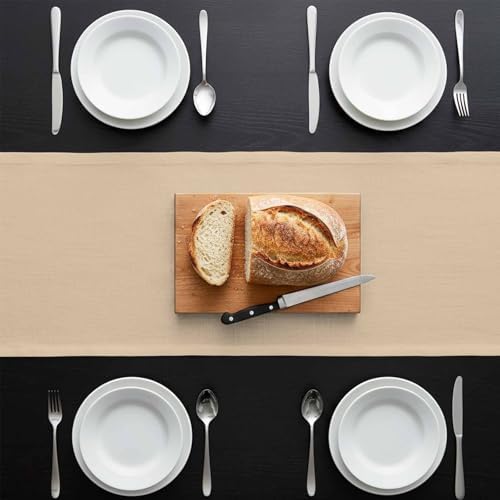 Khaki Solid Color Table Runner 108 Inch Long Dresser Scarves Linen
