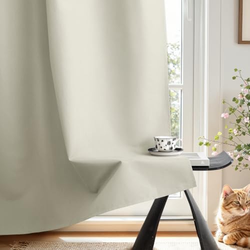 SimpleHome Cream 100% Blackout Curtains for Bedroom 84 Inch Length 2
