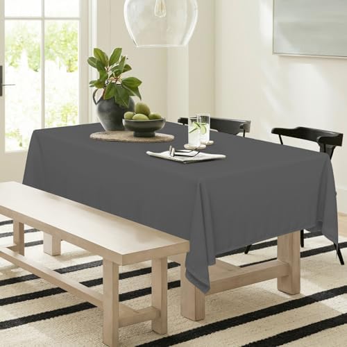 Horaldaily Grey Tablecloth 60×120 Inch Rectangular, Stain and Wrinkle