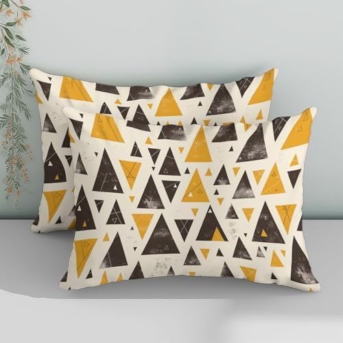 Beige Duvet Cover King Size Modern Geometric Yellow Reversible