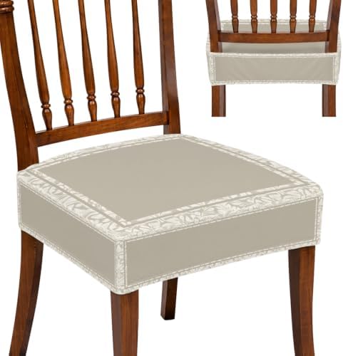 Beige Boho Seat Covers for Dining Room Chairs, Farmhouse Minimalist