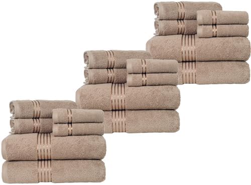 Lavish Home 18PC Towel Set - Cotton Bathroom Accessories with 6 Bath