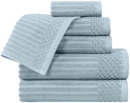 Modern Heavyweight Thick Absorbent Cotton Bath Towels Set of 6 - Slate