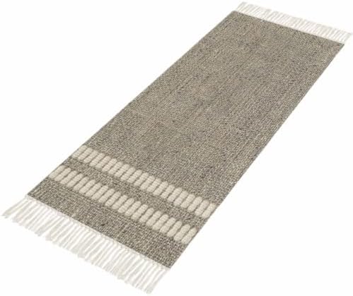 Gray Texture Hallway Runner Rug 2'x5', Country Farmhouse Burlap