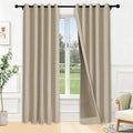 Macochico 100% Blackout Linen Grommet Curtains 96 Inches Long, Soft