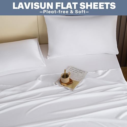 Lavisun King Size Flat Sheets Only, 6 Pack Soft Brushed Microfiber