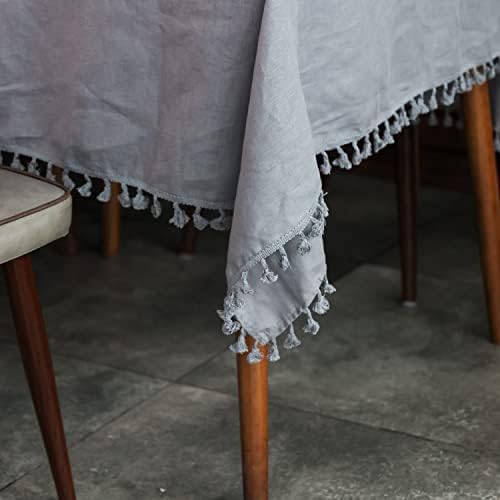 Linen Tablecloth - 60 x 108 Inch Taupe Grey, Rectangle/Oblong Table