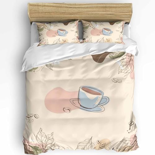 LooPoP Duvet Cover Set Queen SizeBoho Coffee Comforter Sets 3 Pieces